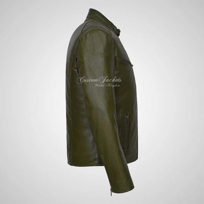 RAGE Mens Leather Fashion Biker Jacket Soft Leather