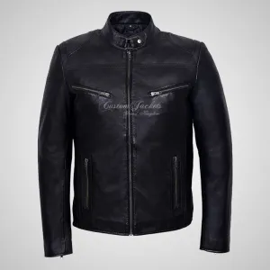 RAGE Mens Leather Fashion Biker Jacket Soft Leather