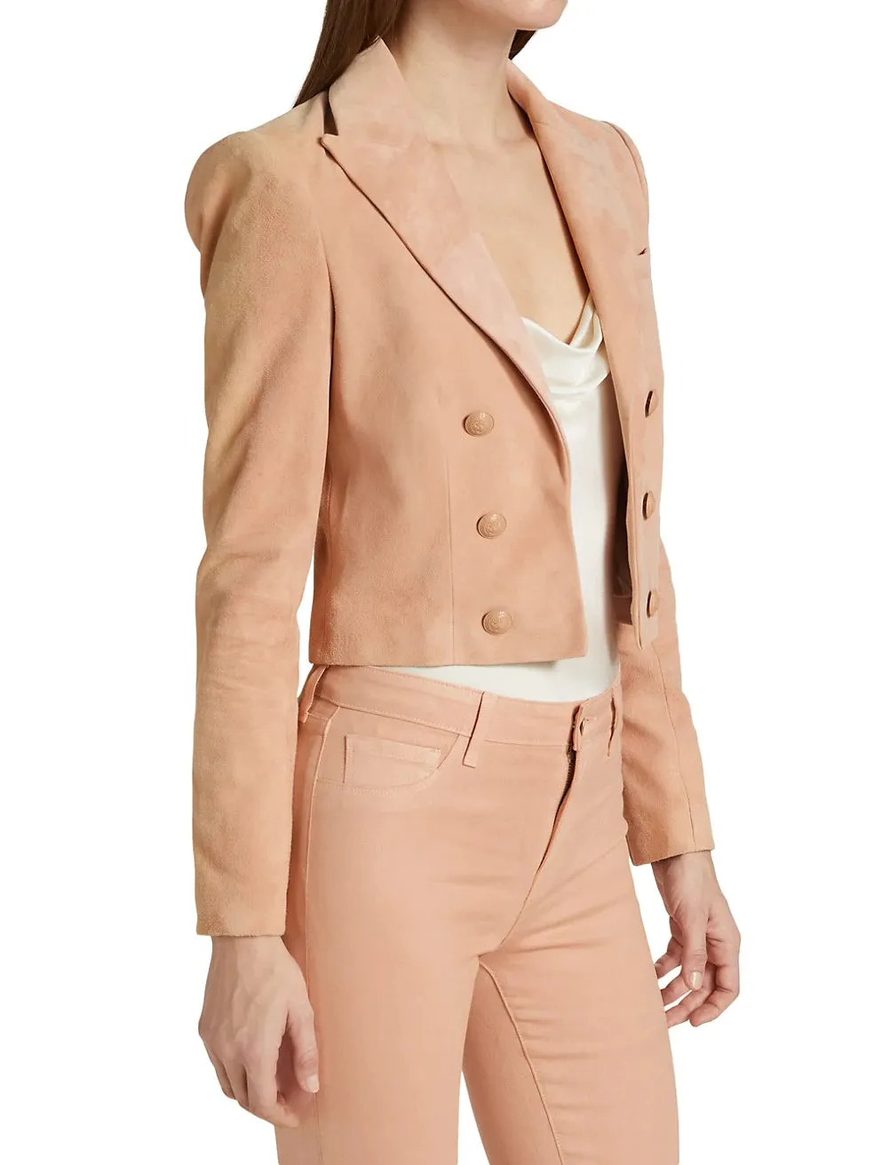 Real Suede Cropped Blazer For Women New Stylish look Leather Jacket