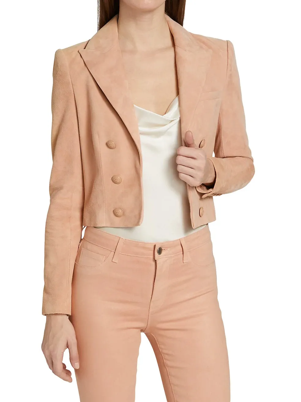 Real Suede Cropped Blazer For Women New Stylish look Leather Jacket