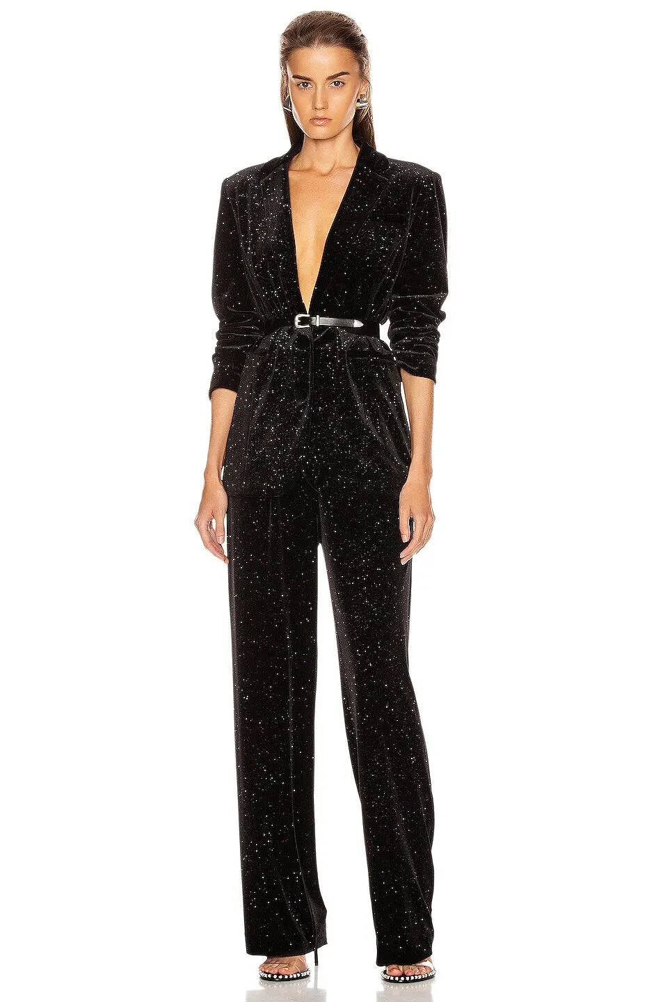 RETROFETE Women's Black Glitter Velvet Ruth Blazer $515 NWT