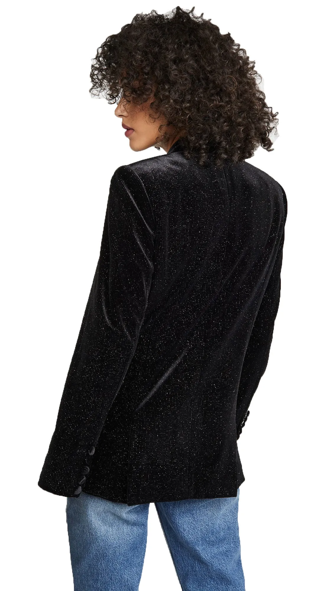 RETROFETE Women's Black Glitter Velvet Ruth Blazer $515 NWT