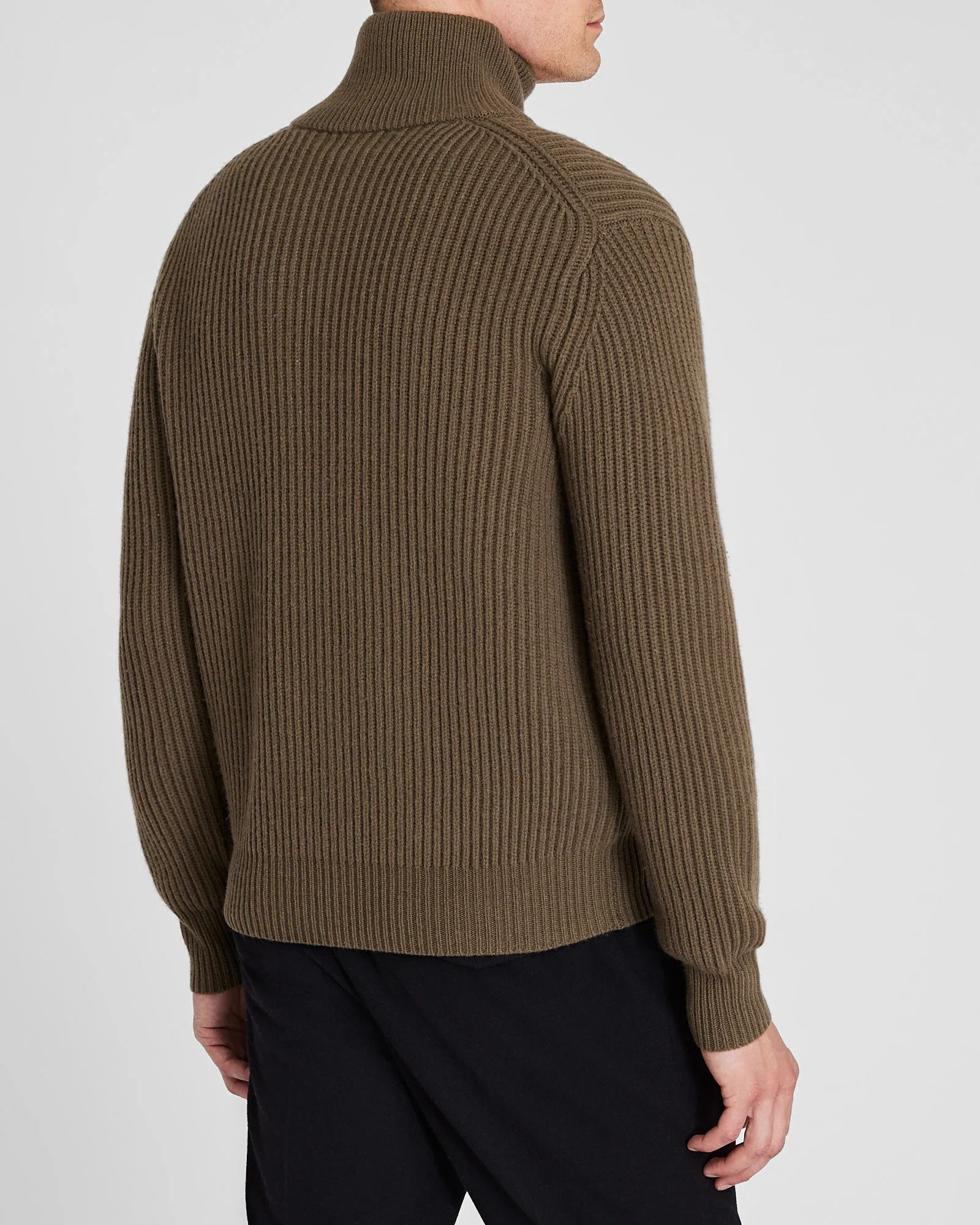 Rib-Stitch Full-Zip Sweater