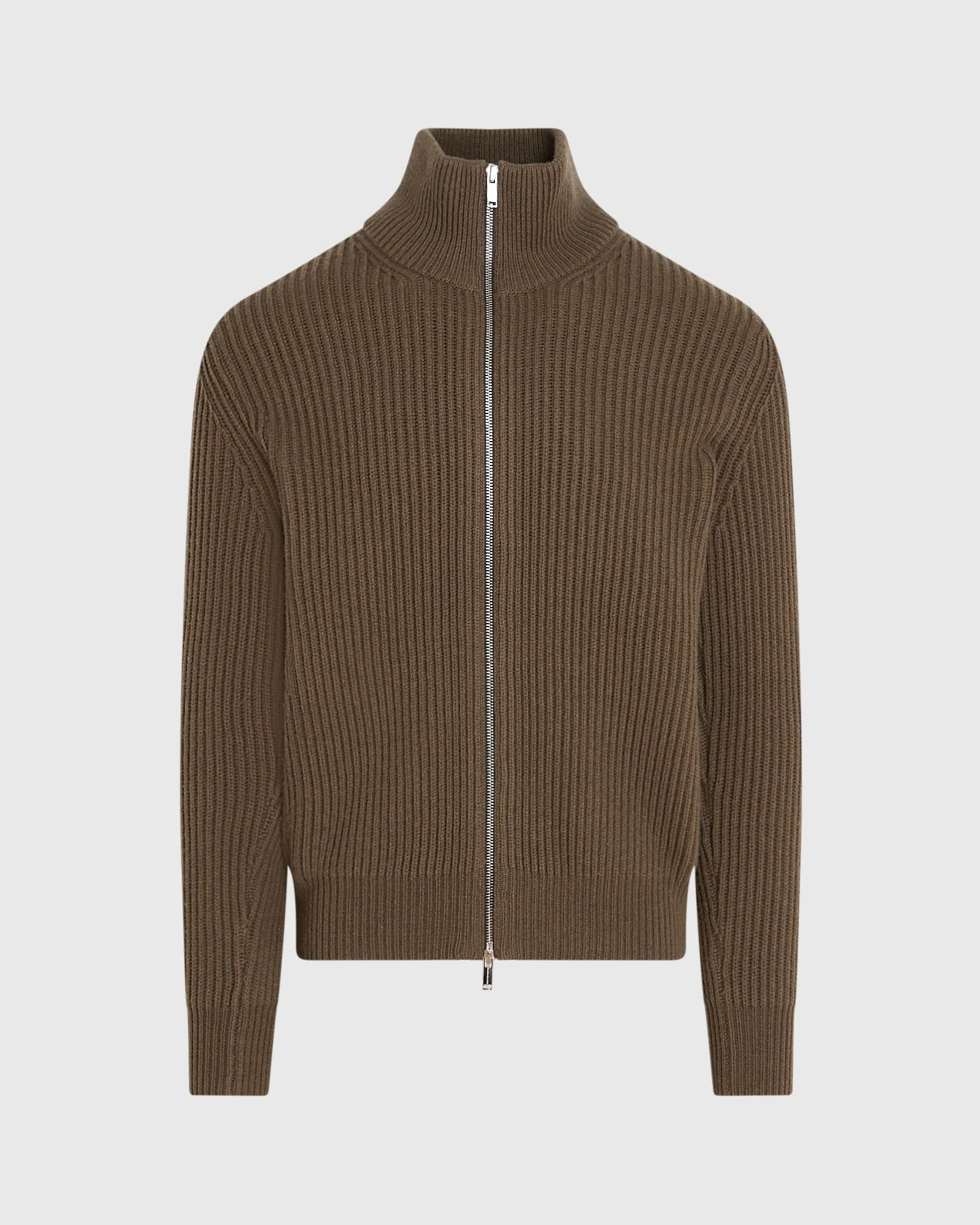 Rib-Stitch Full-Zip Sweater