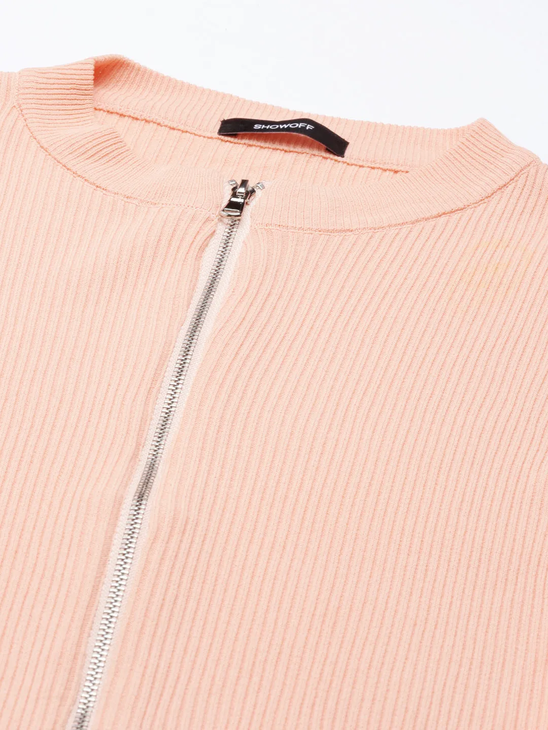 Round Neck Solid Regular Orange Top