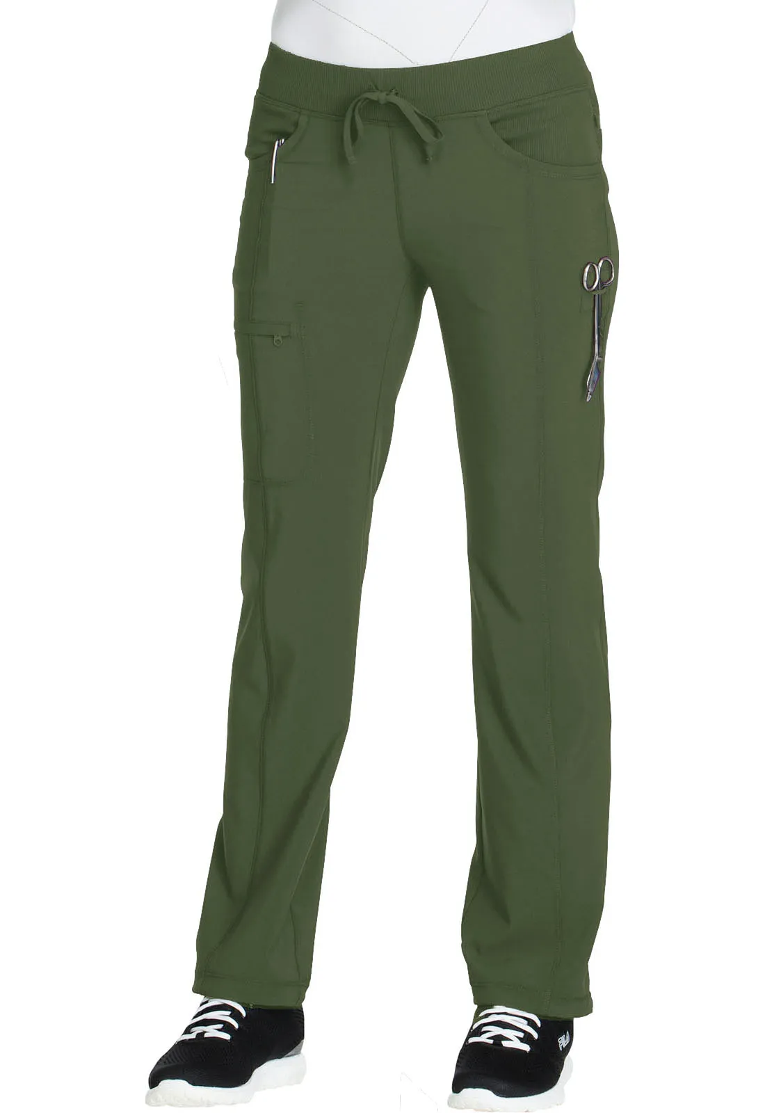 Scrub Pants - Cherokee Infinity Women's Straight Leg Drawstring Pant - Olive, 1123A