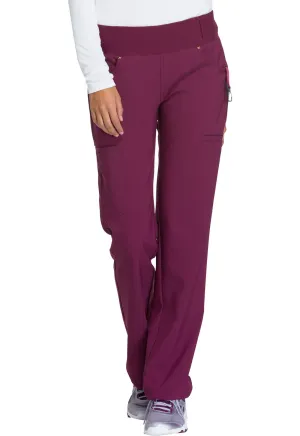 Scrub Pants - Cherokee Women's iFlex Mid Rise Straight Leg Pull-on Pant - Wine, CK002