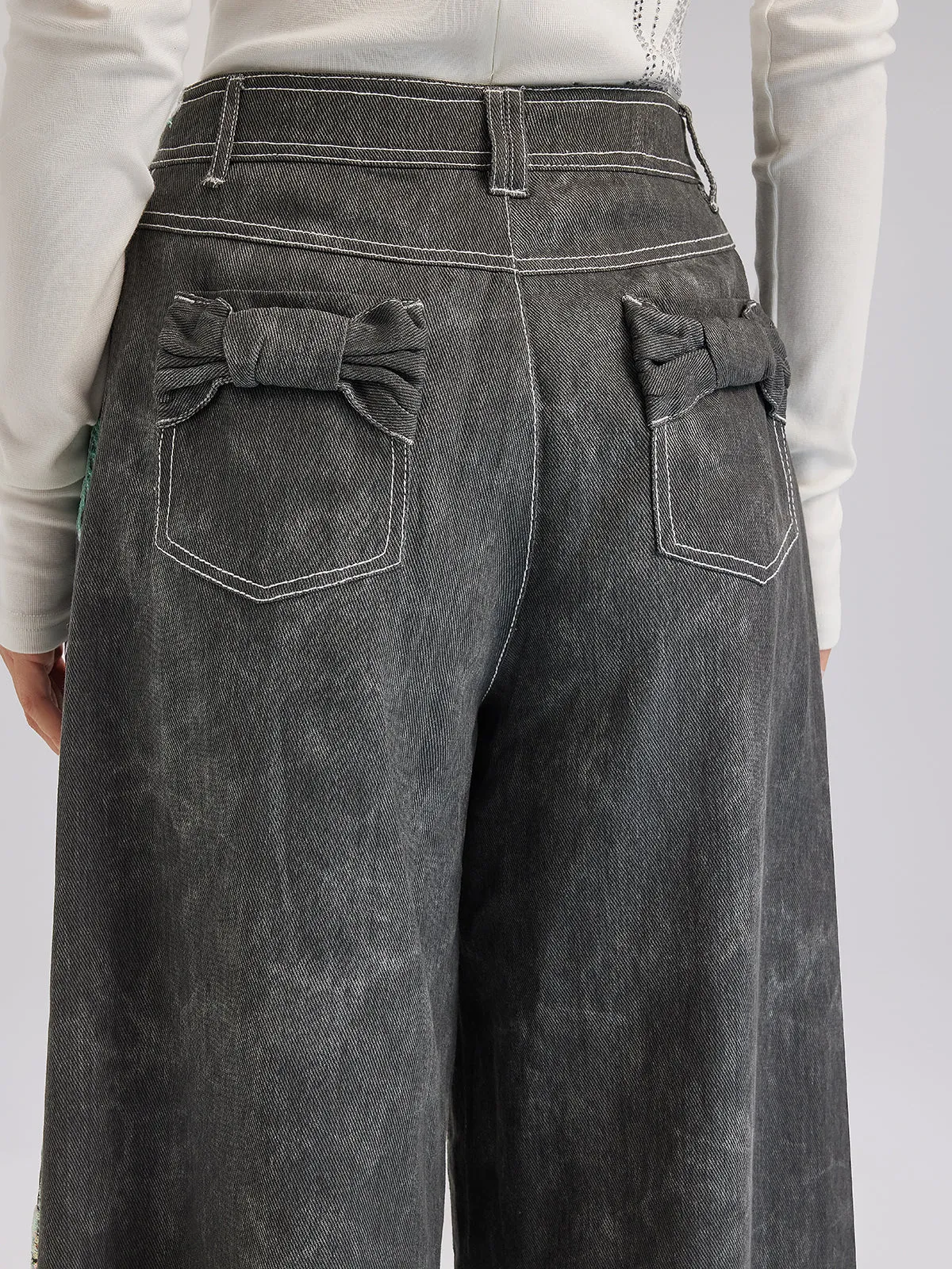 Sequin Embroidery Wide-leg Pants