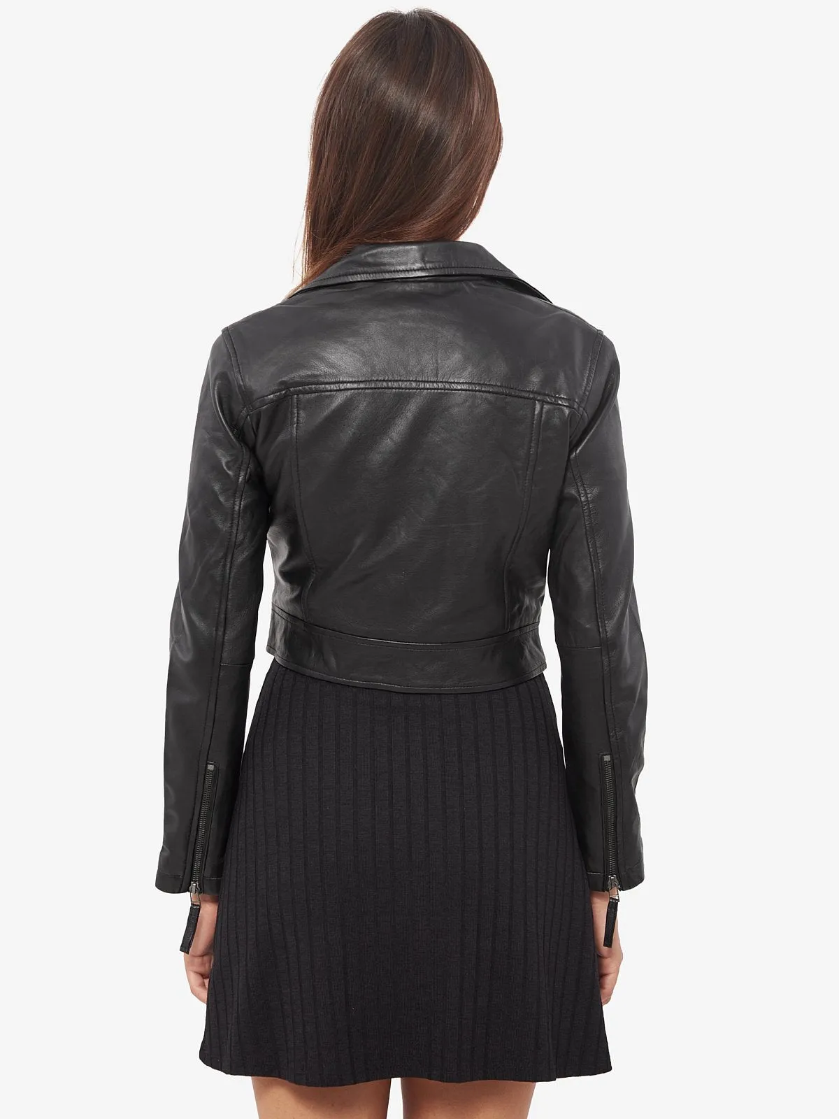 Short Body Leather Jacket in Black for Women By TJS