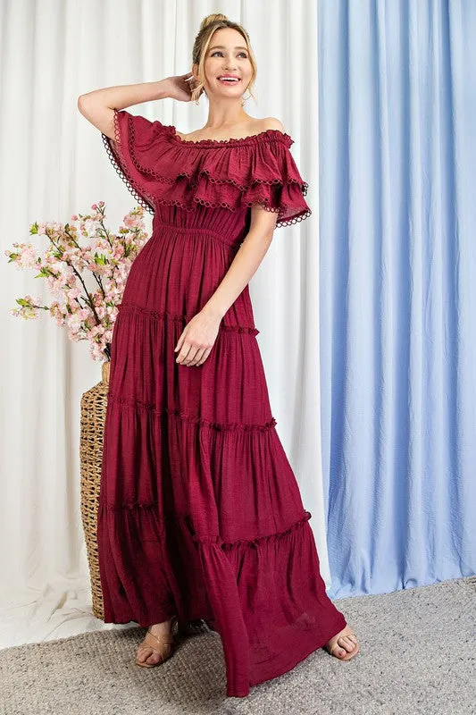 Sidney Off the Shoulder Ruffle Maxi Dress