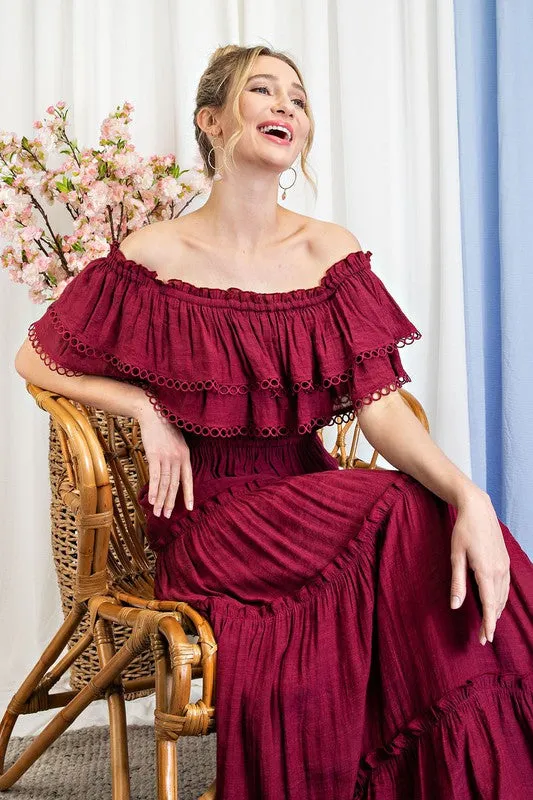 Sidney Off the Shoulder Ruffle Maxi Dress