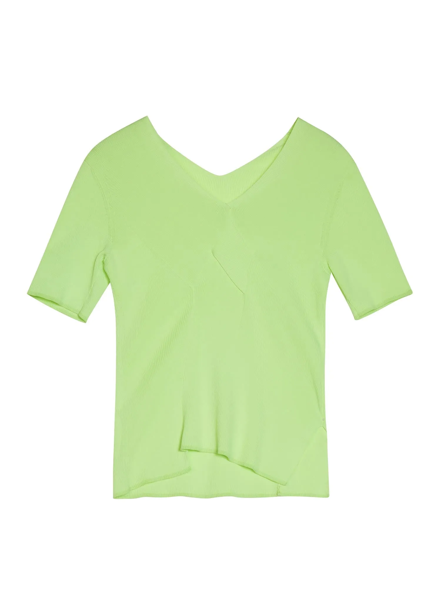Sweaters / JNBY V-Neck Asymmetric Hem Short Sleeve Pullover