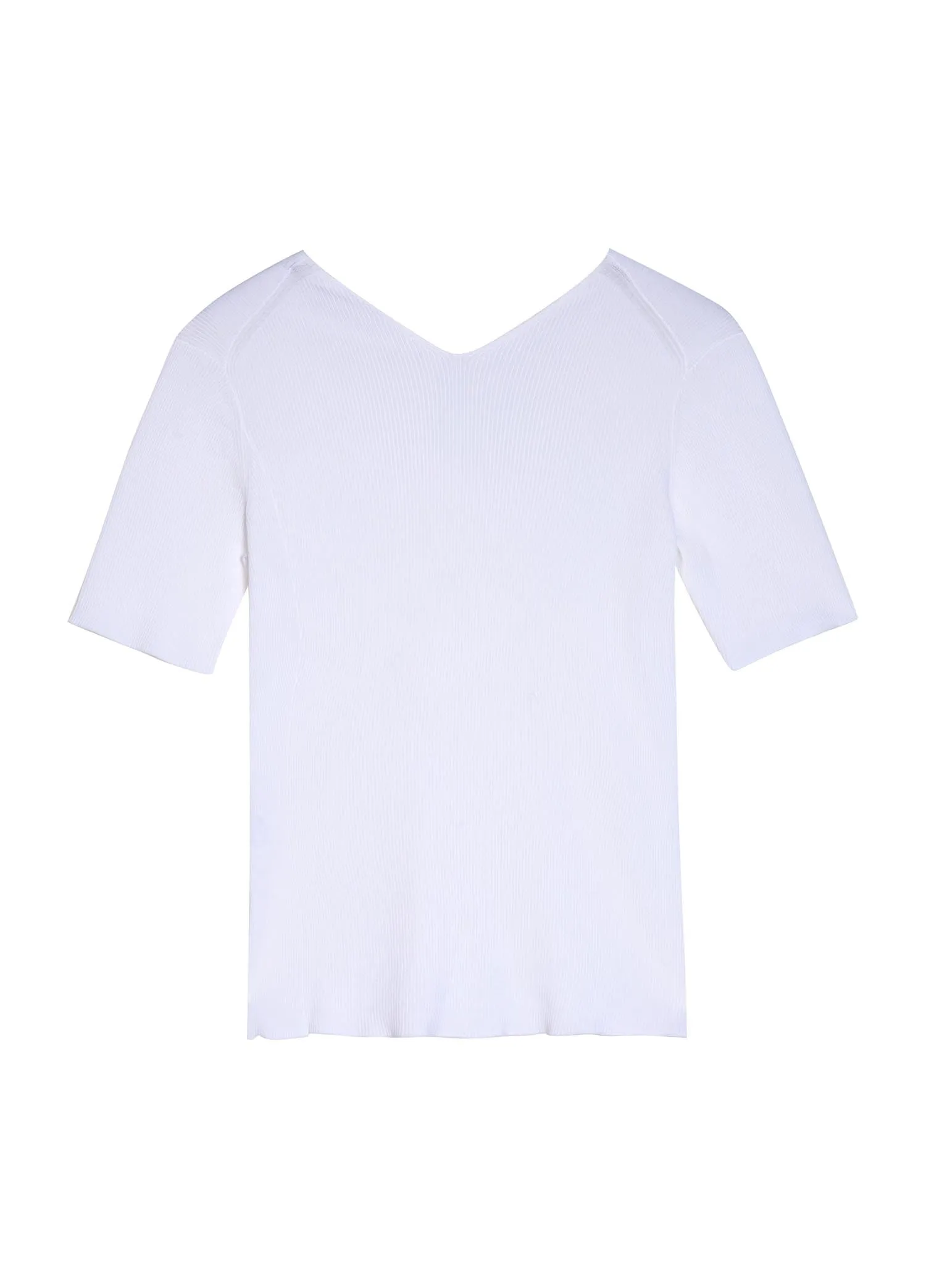 Sweaters / JNBY V-Neck Asymmetric Hem Short Sleeve Pullover