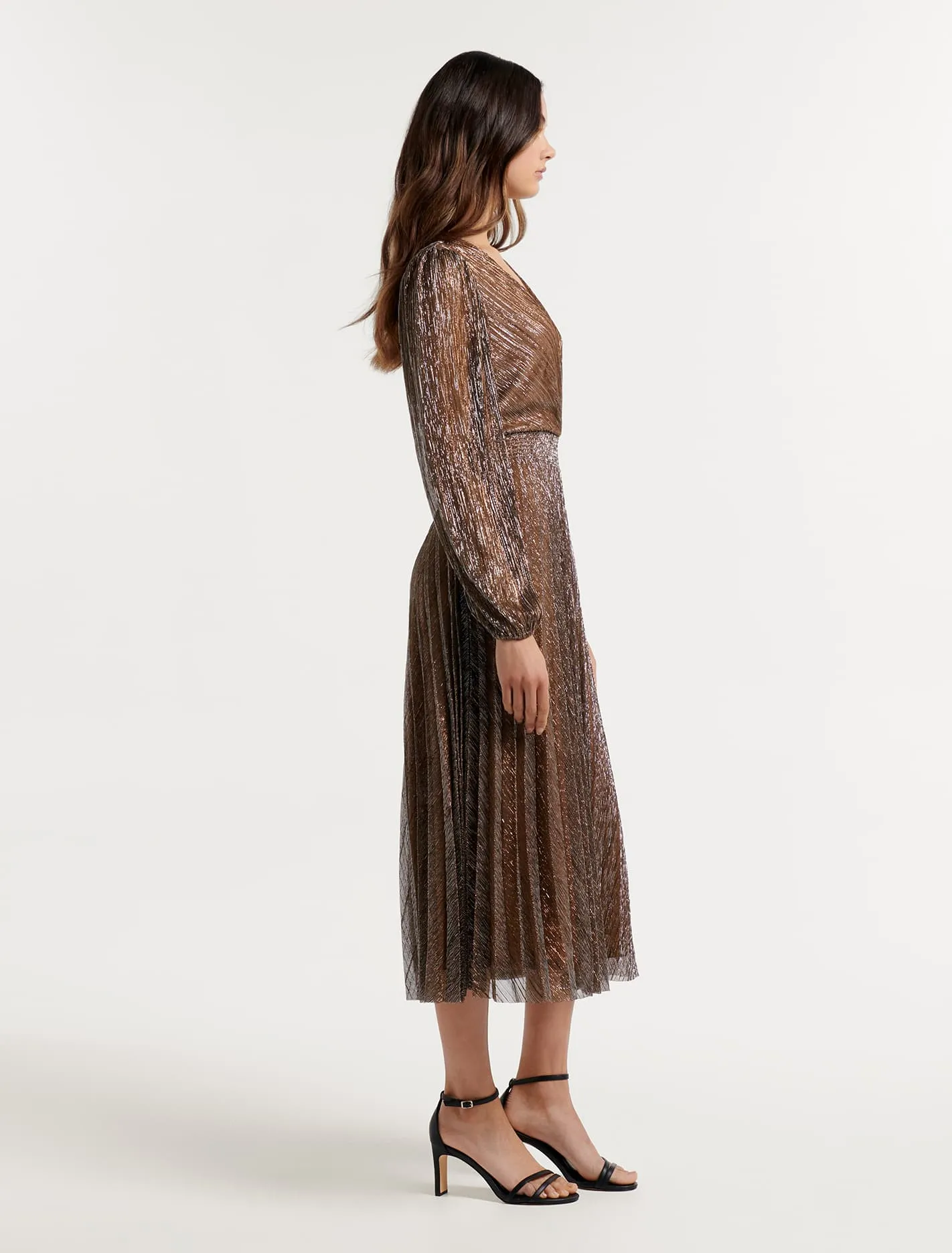 Taylor Pleated Plisse Midi Dress