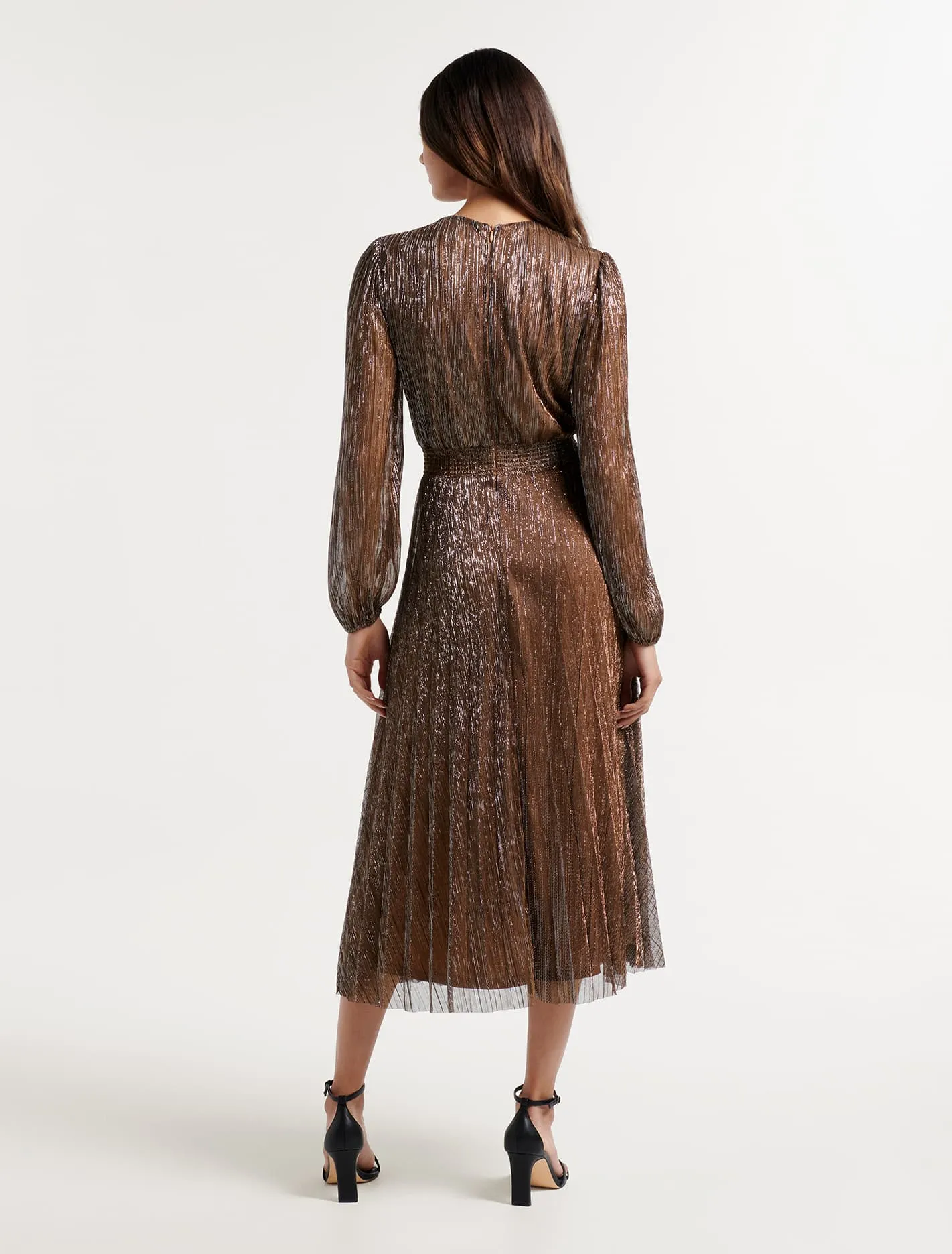 Taylor Pleated Plisse Midi Dress