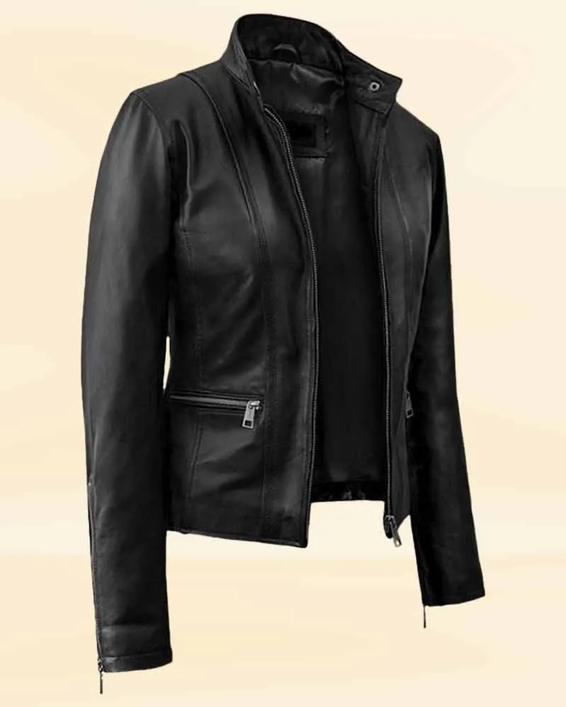 The Timeless Neckline leather jacket