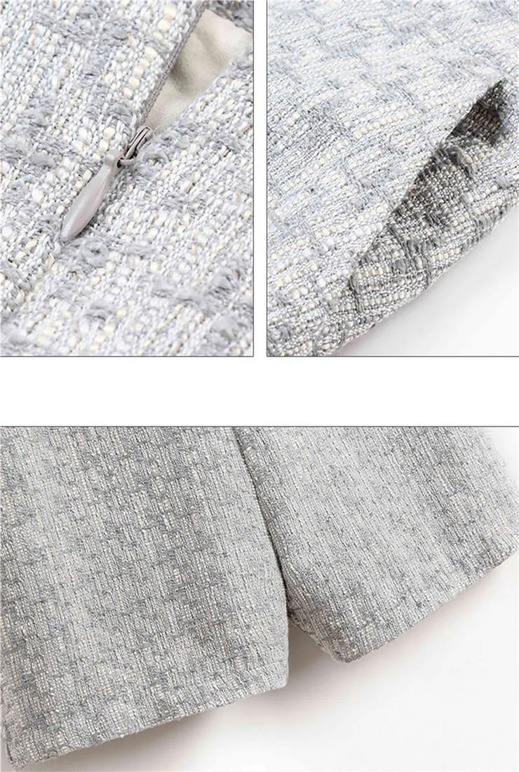 Tweed Plaid Jacket   Short Skirt/Shorts Two Piece Set