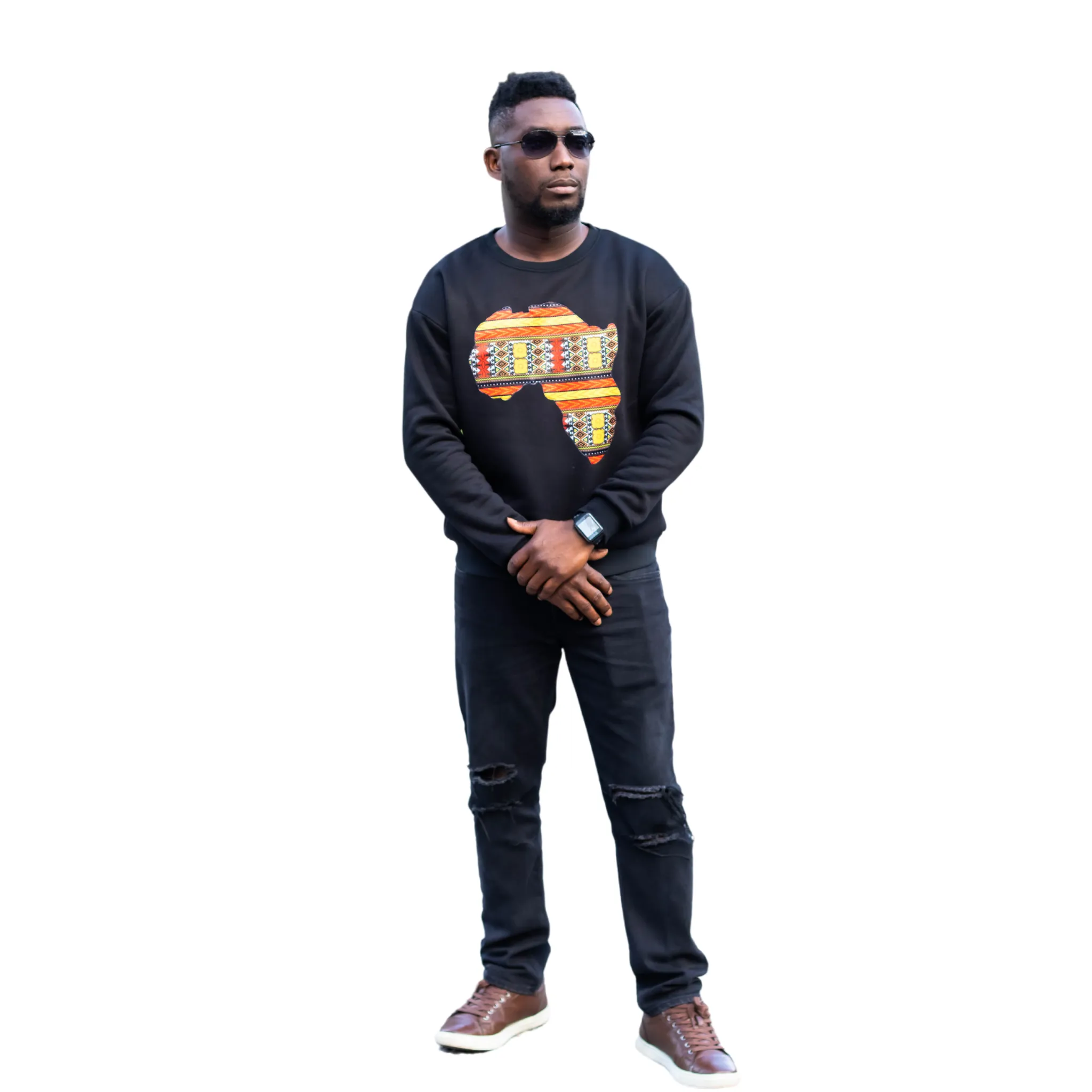 Unisex Black Africa Map Sweatshirt