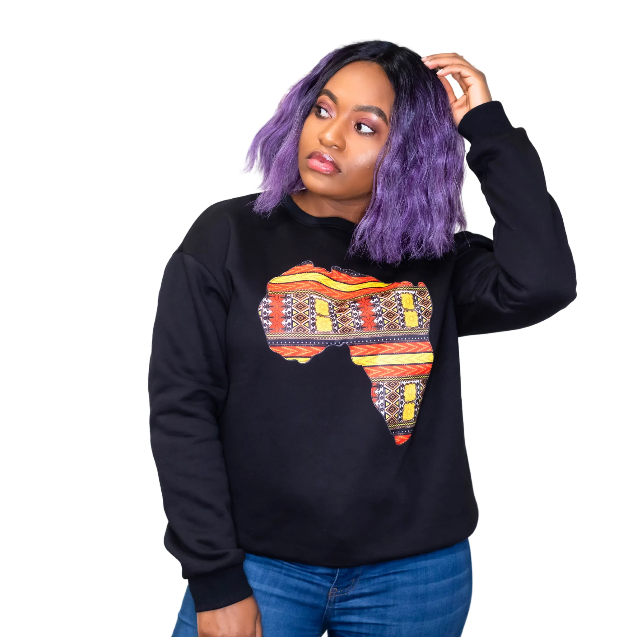 Unisex Black Africa Map Sweatshirt