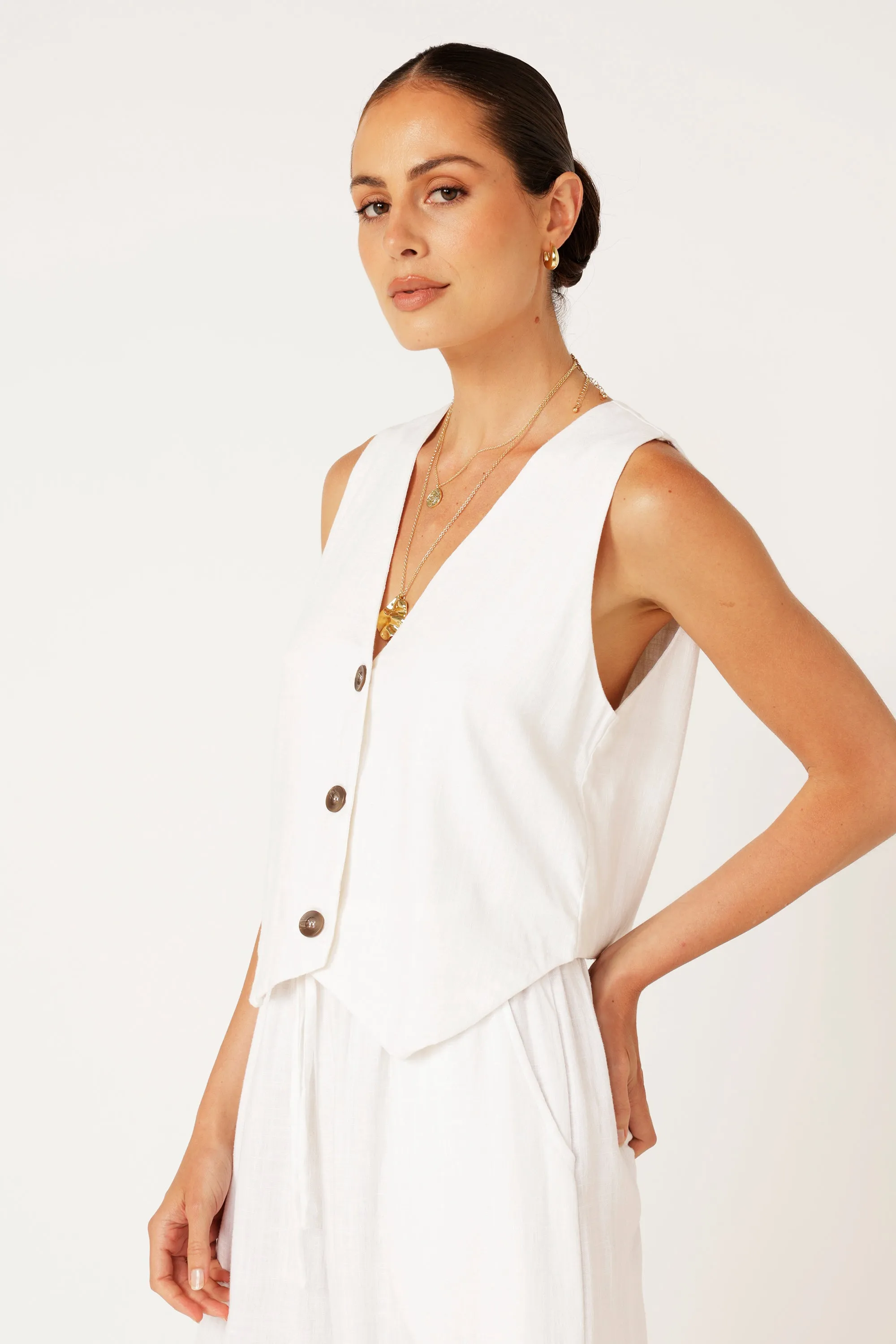 Vest | Off White | Linen Viscose