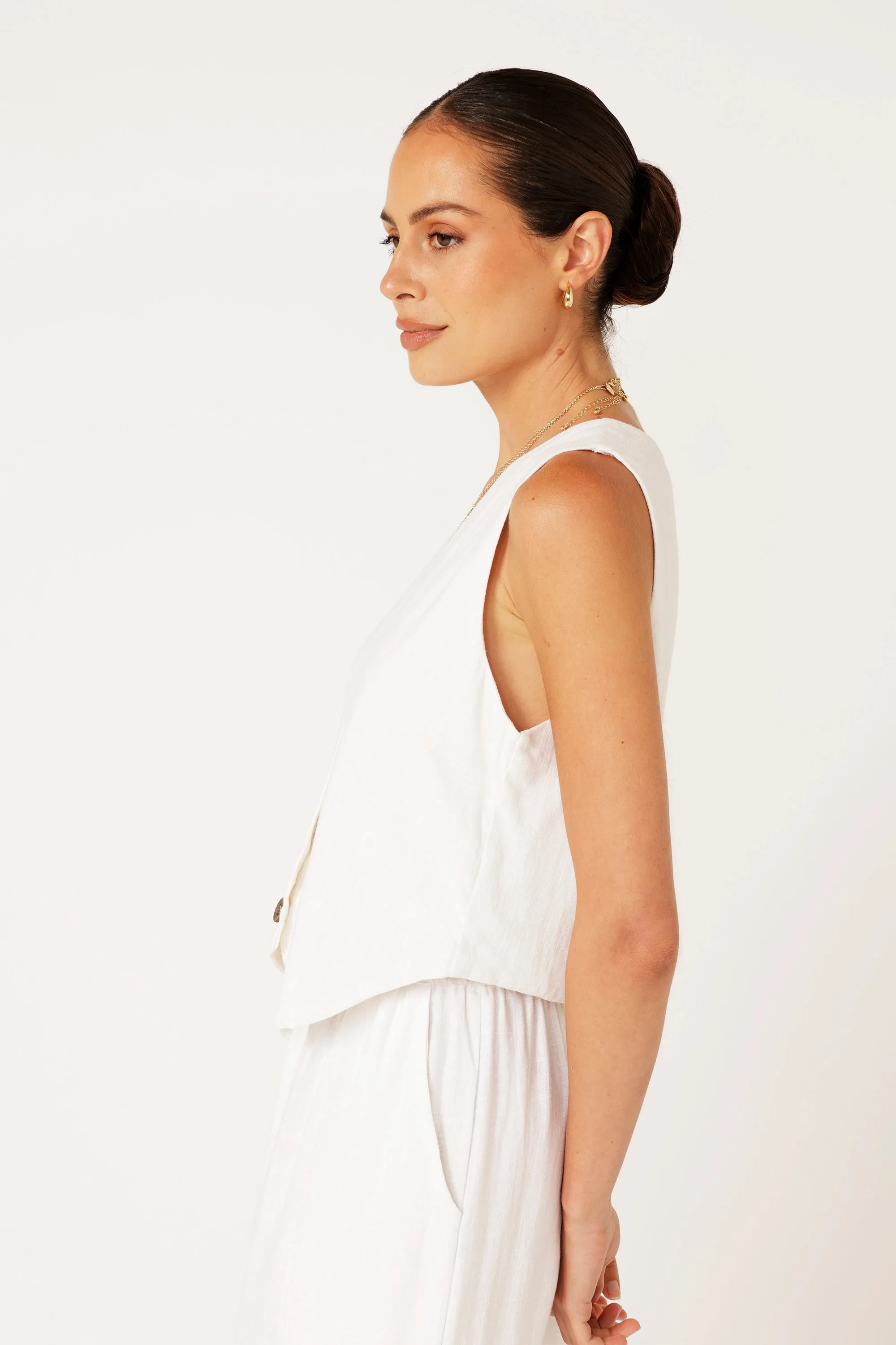 Vest | Off White | Linen Viscose