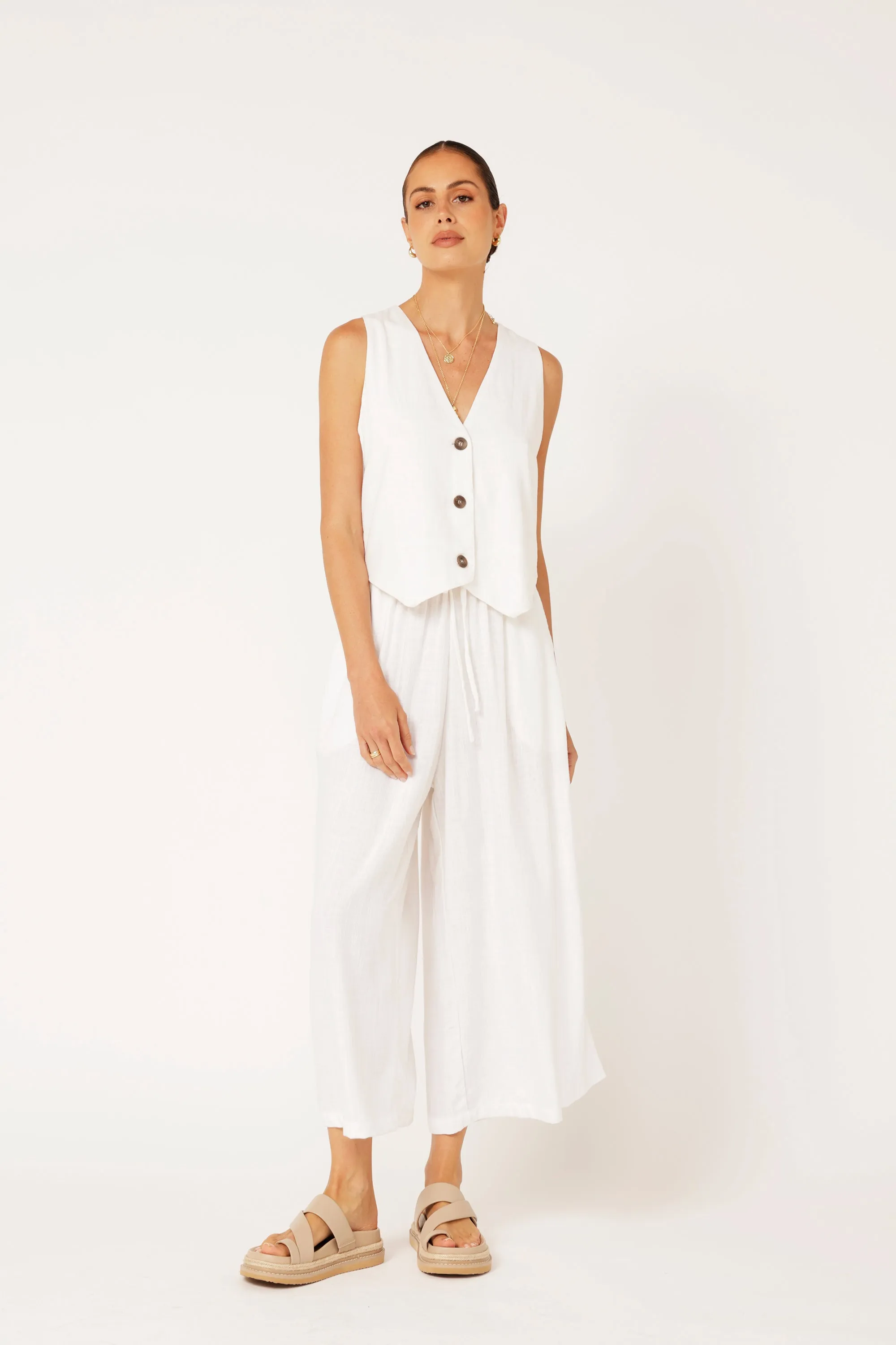 Vest | Off White | Linen Viscose