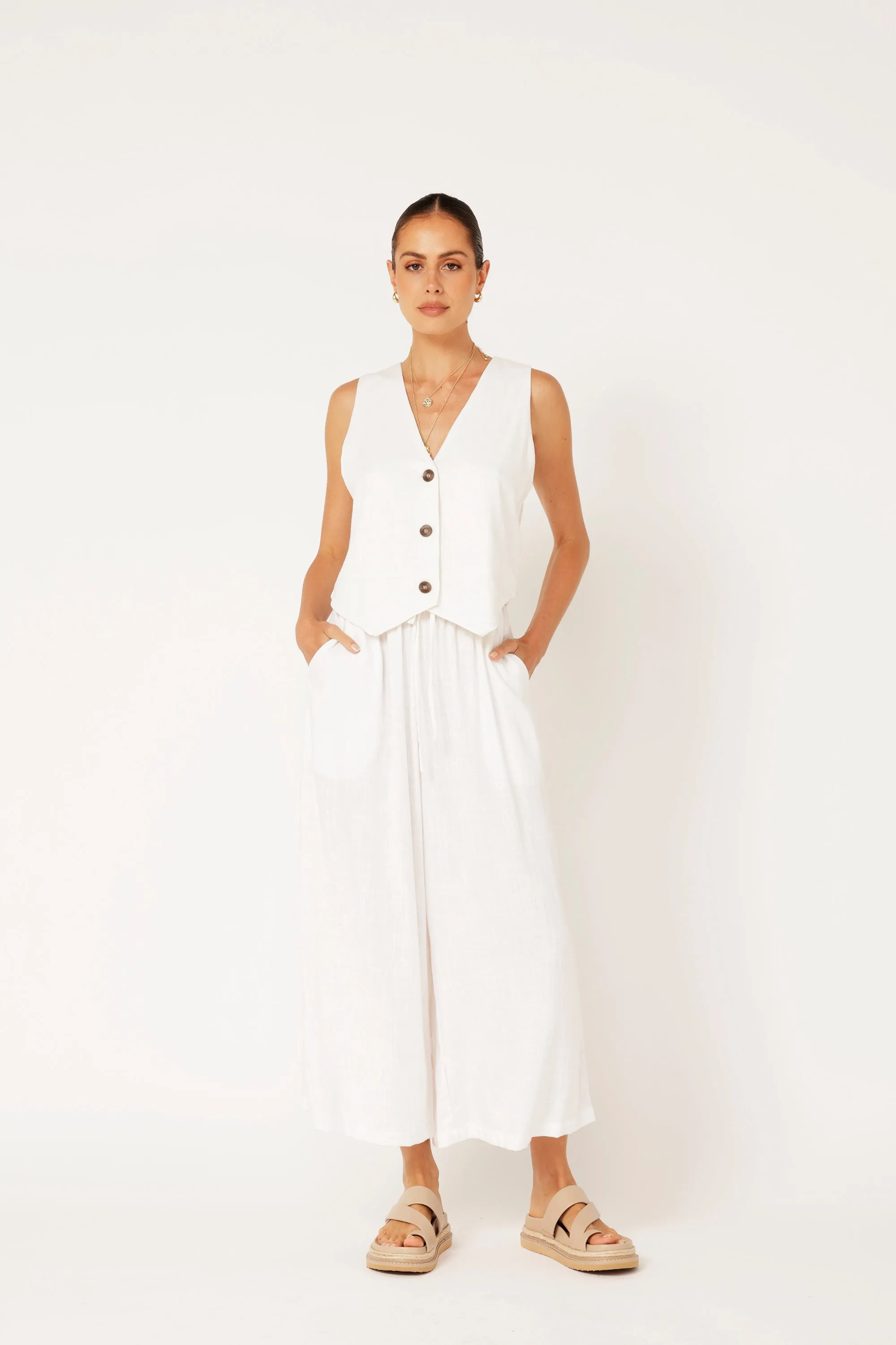 Vest | Off White | Linen Viscose