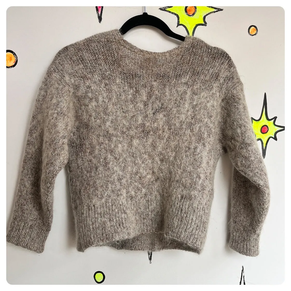 Vintage 80s | Oversized Chunky Cozy Mohair Cropped Grunge Sweater | Size 44 M L