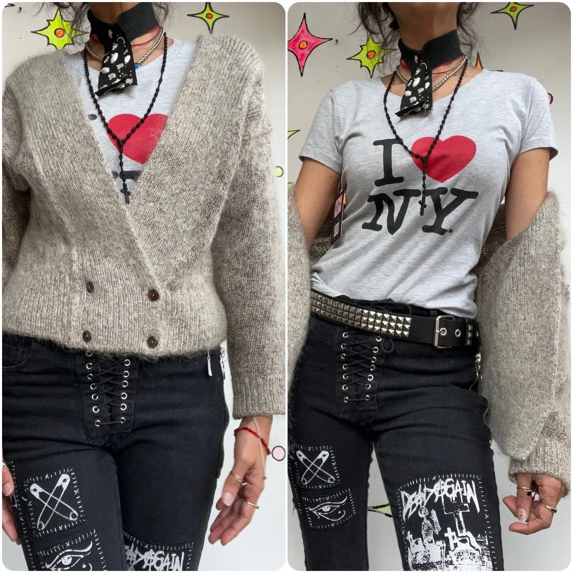 Vintage 80s | Oversized Chunky Cozy Mohair Cropped Grunge Sweater | Size 44 M L