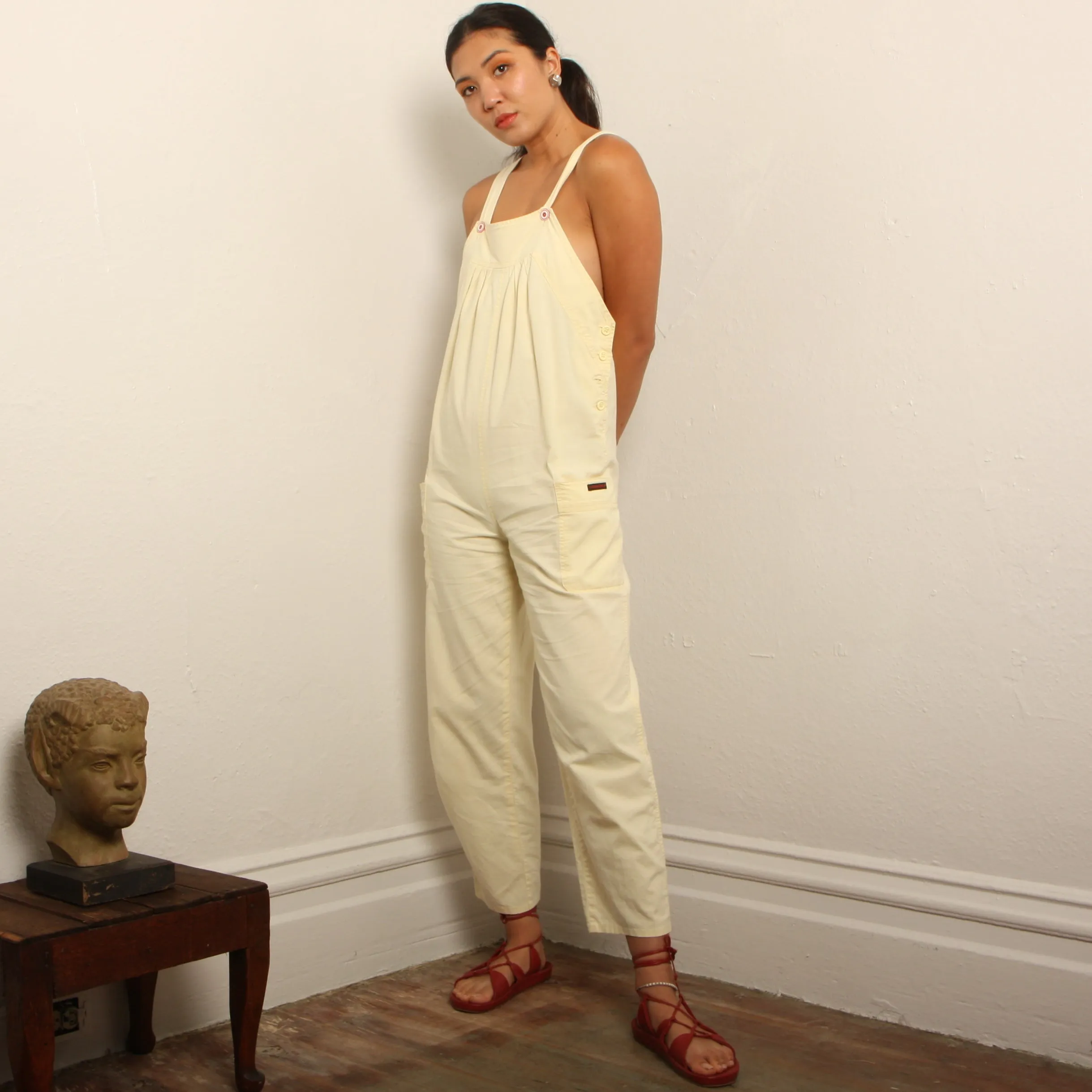 Vintage 80's Soft Meringue Cotton Overalls