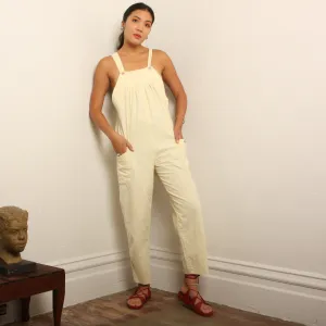 Vintage 80's Soft Meringue Cotton Overalls