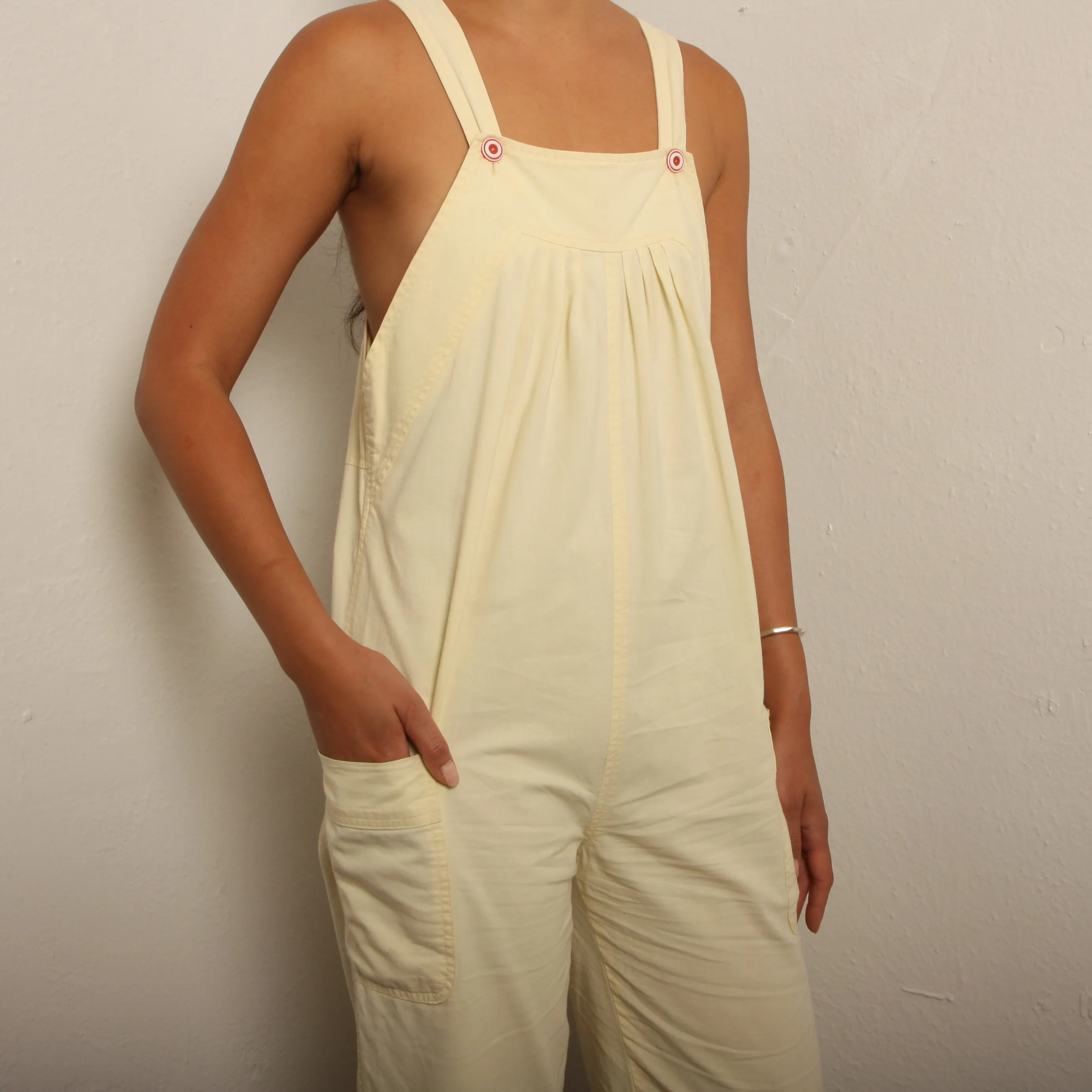 Vintage 80's Soft Meringue Cotton Overalls