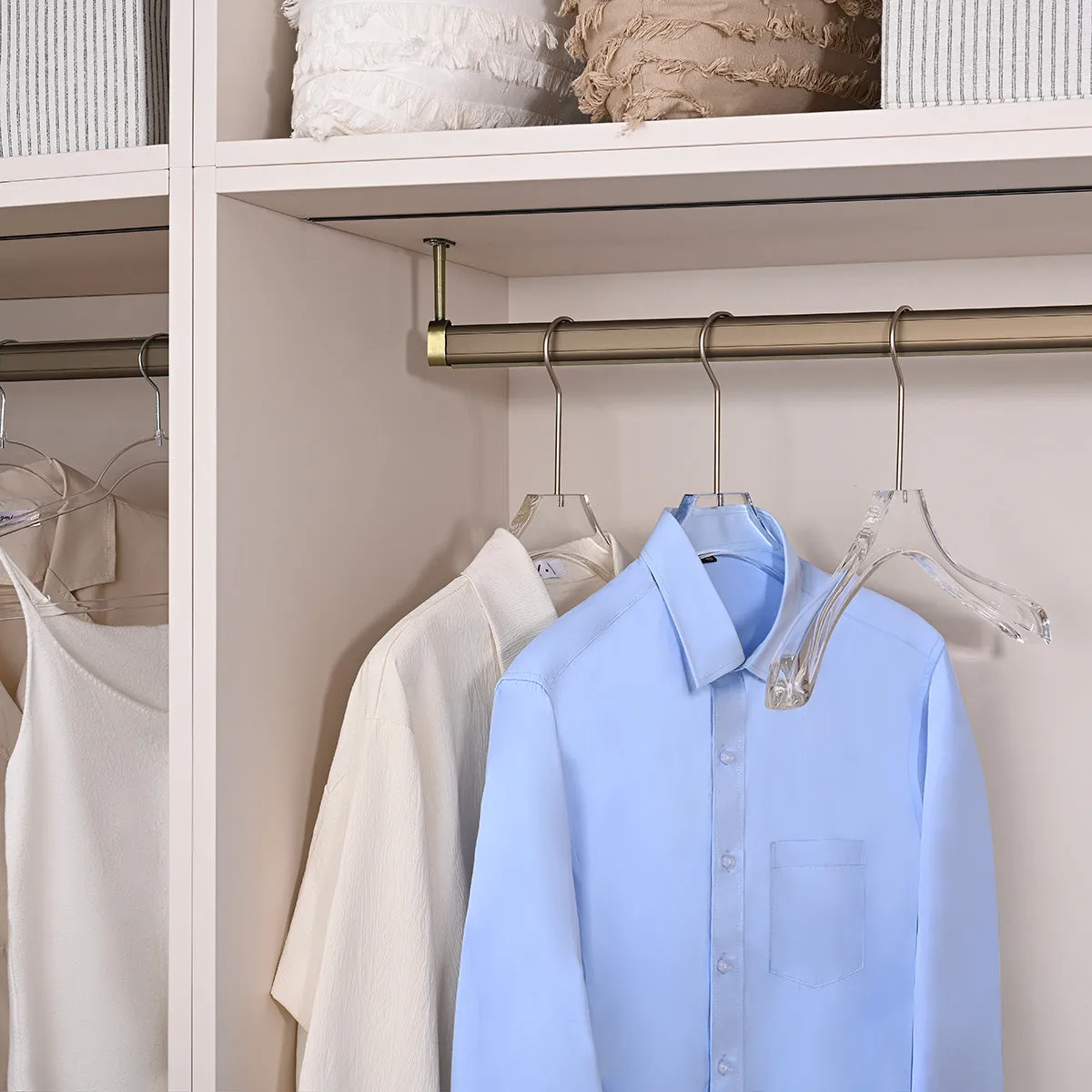 We think storage.™ Acrylic Crystal Luxe Wide-Shoulder Clear Hanger Set of 3