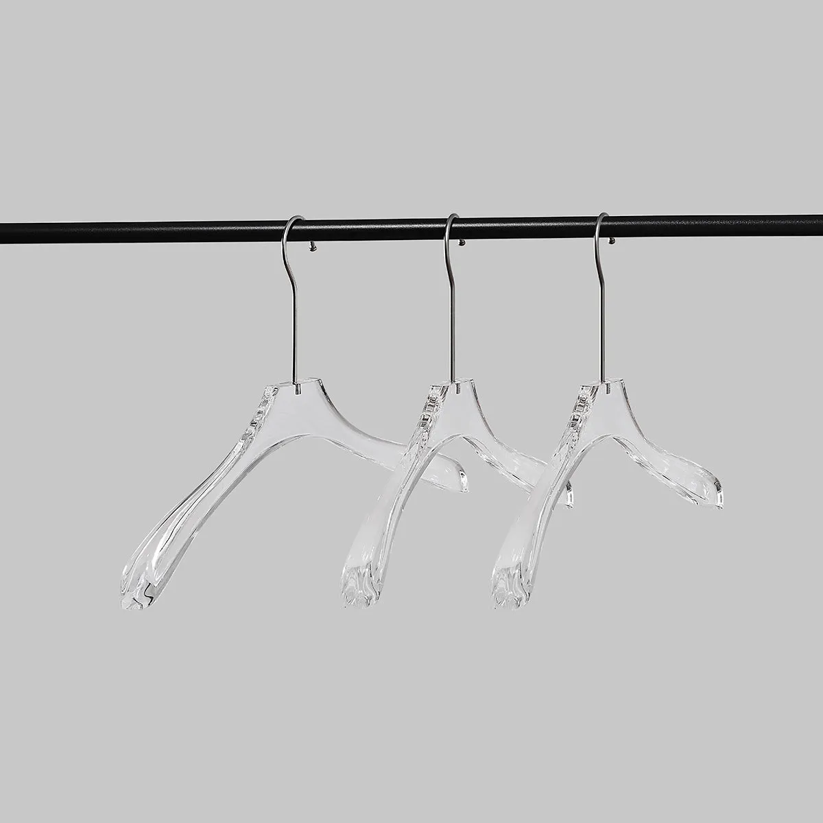 We think storage.™ Acrylic Crystal Luxe Wide-Shoulder Clear Hanger Set of 3