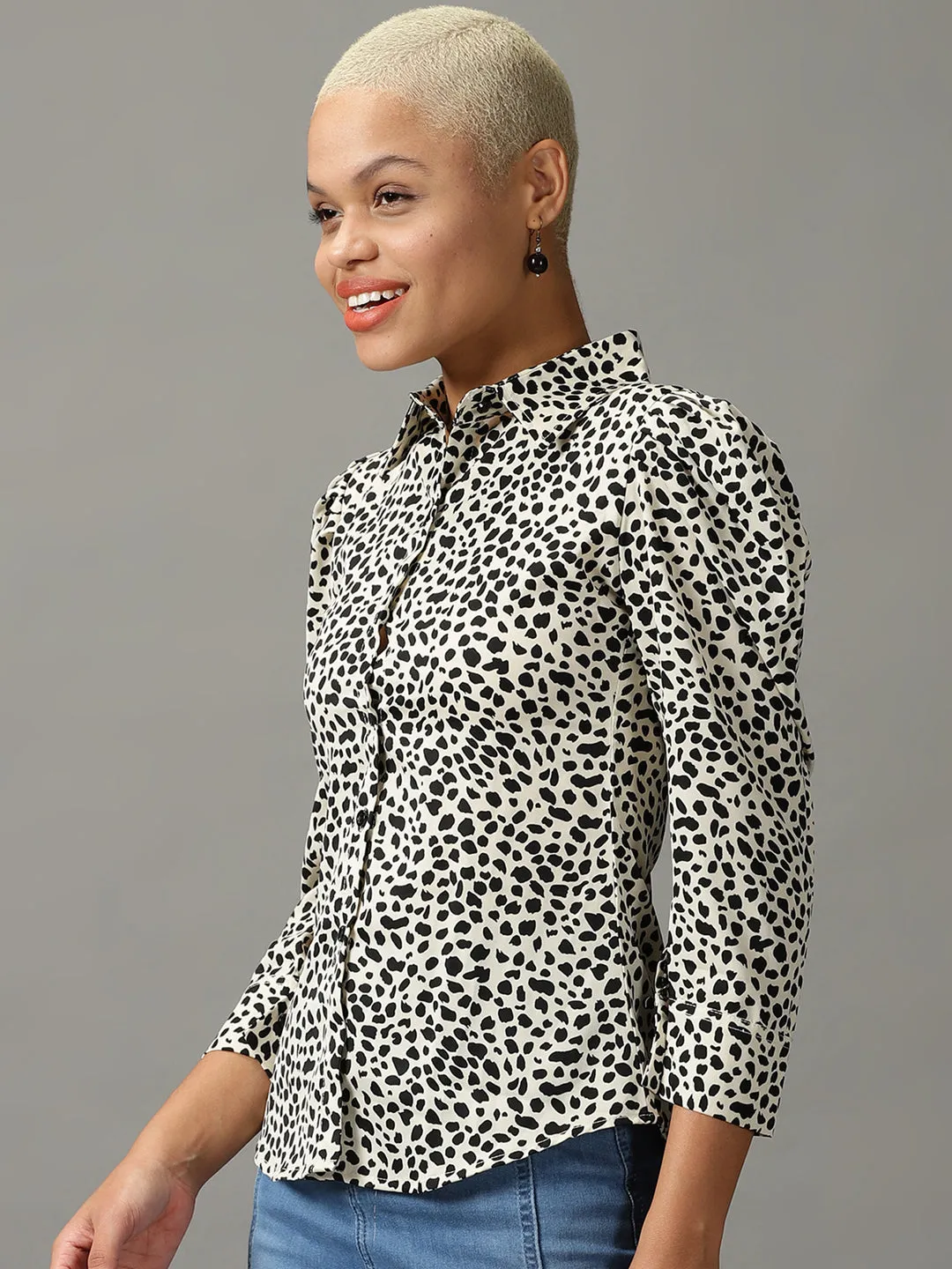 Women's Beige Printed Shirt