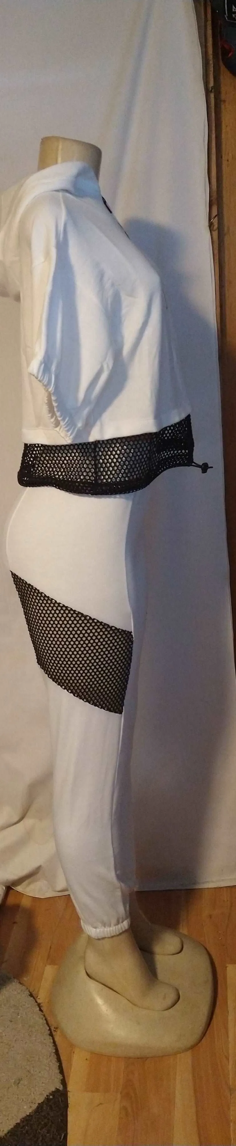 Women's Black and White Pants Suit