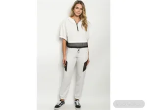 Women's Black and White Pants Suit