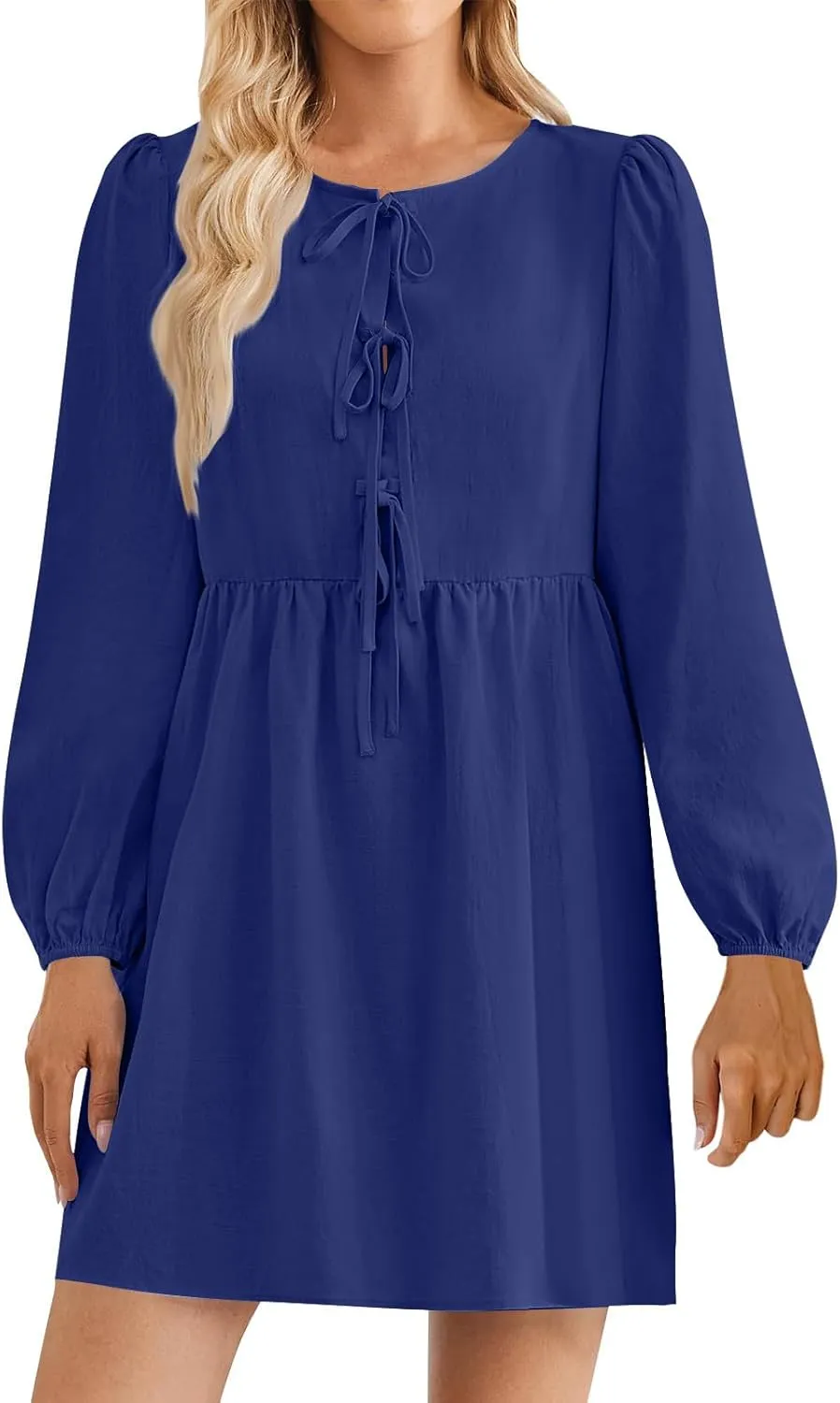 Womens Plus Size Fall Dresses Midi Trendy Lantern Long Sleeve Dress Elegant Solid Flowy Swing Cocktail Party Dresses