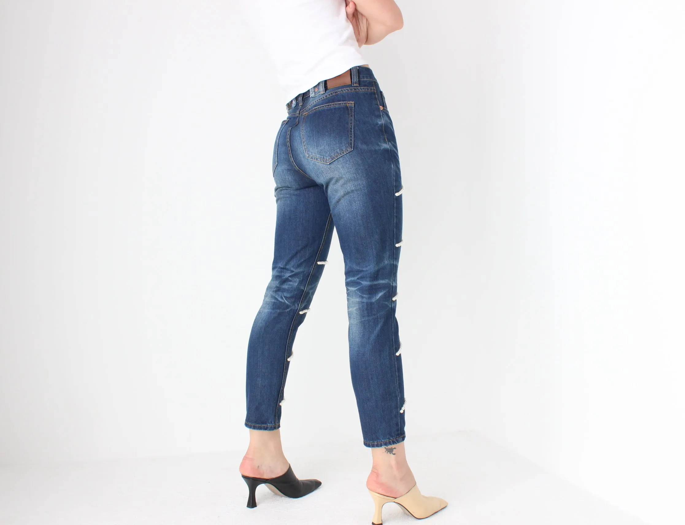 Y2K Pearl Encrusted Jeans